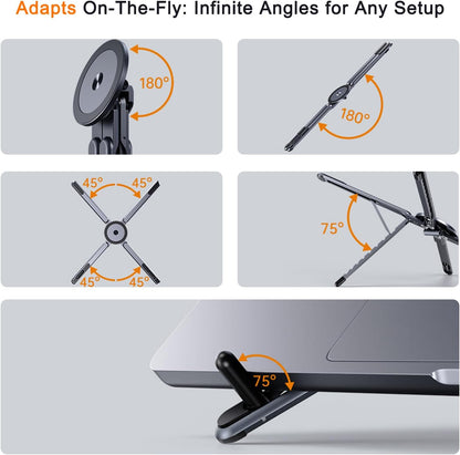 Pocket-Size Laptop Stand for Desk, Magnetic Phone Tablet Holder