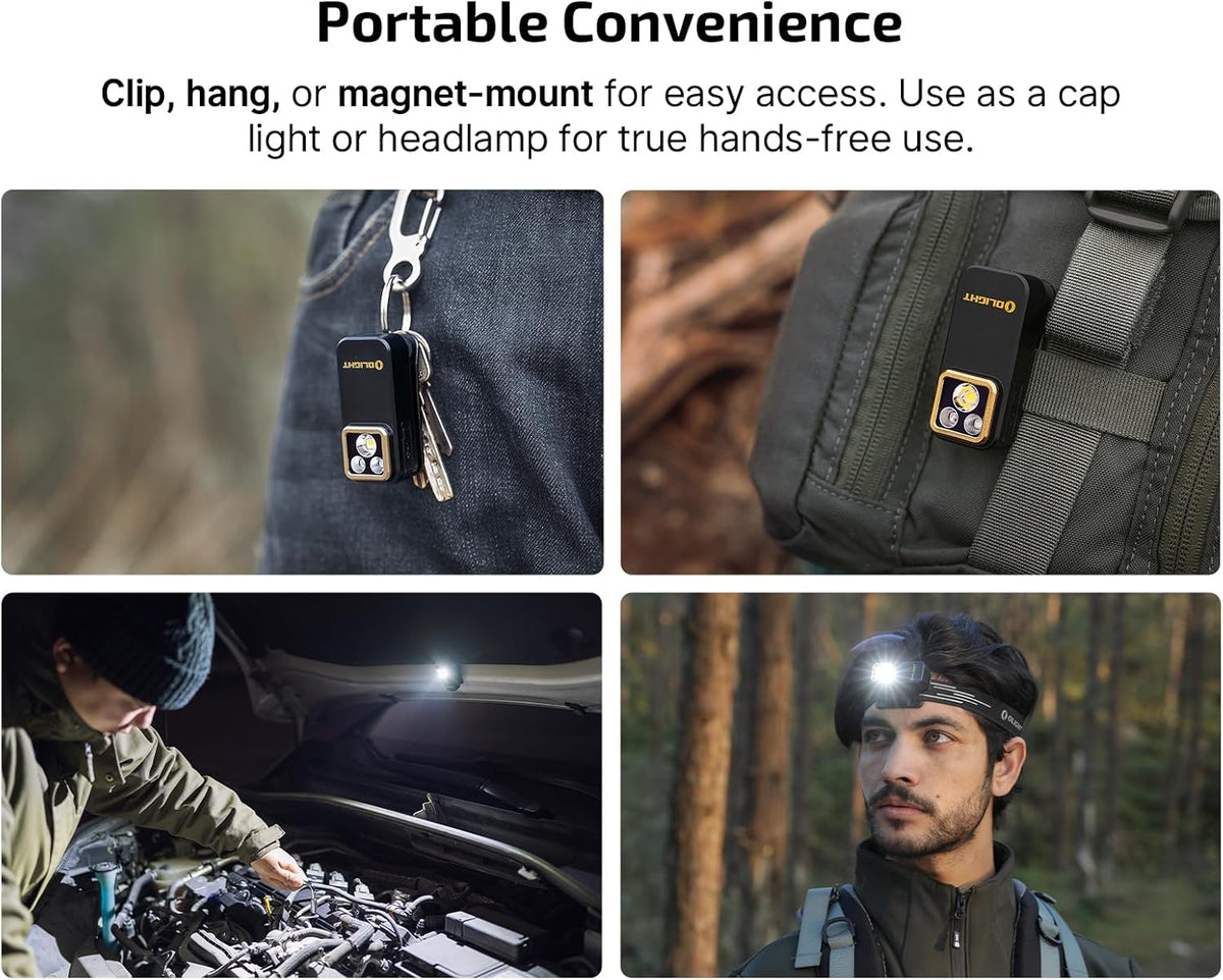 Oclip Pro S Rechargeable EDC Clip-On Flashlight, Black