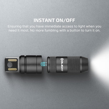 2 Pack IMINI 2 Rechargeable EDC Keychain Flashlight Black+Dream Blue