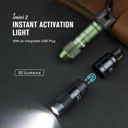 IMINI 2 Rechargeable EDC Keychain Mini Flashlight Black