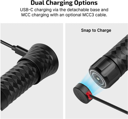 Prowess Rechargeable Flashlights, Bright Light with Holster Black