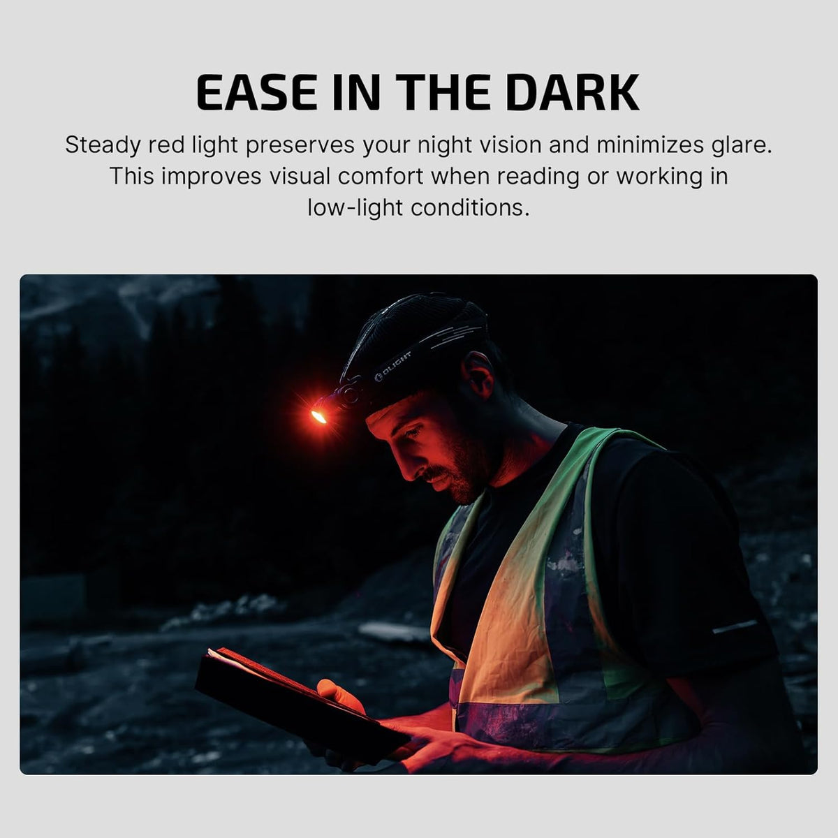 Perun 3 Headlamp Rechargeable, Red Light, Waterproof, Orange