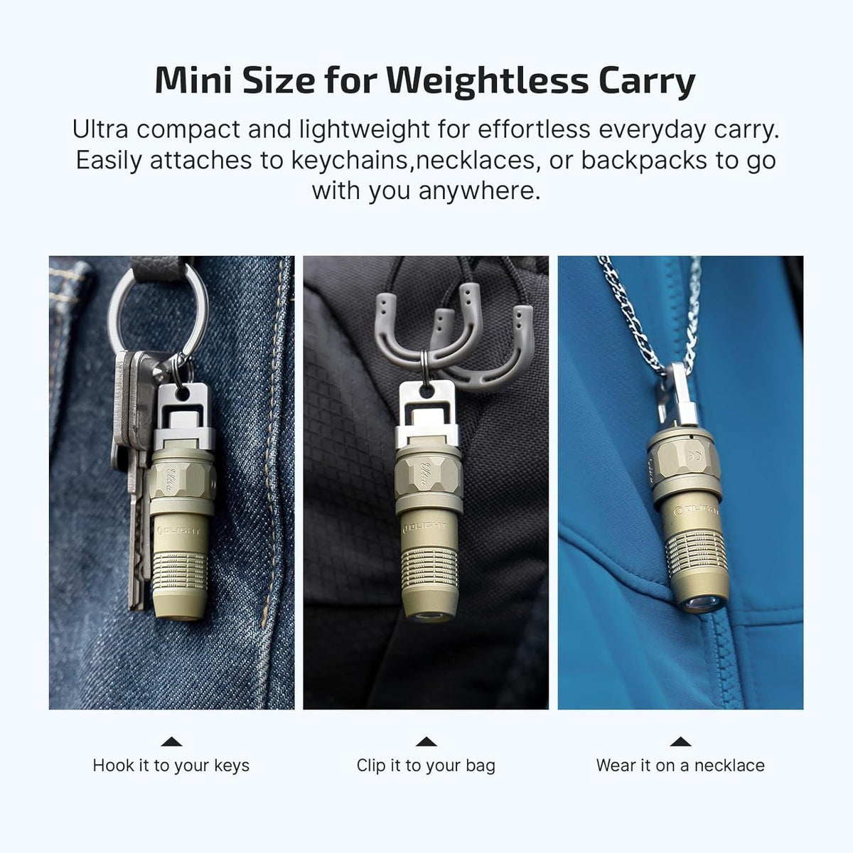 Iultra Rechargeable Mini EDC Keychain Flashlight Olive-Green
