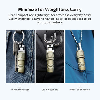 Iultra Rechargeable Mini EDC Keychain Flashlight Olive-Green