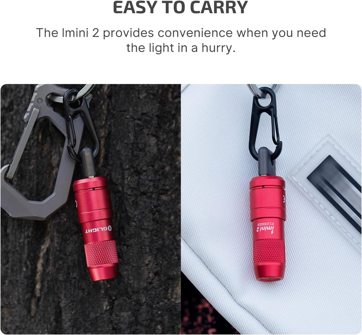 IMINI 2 Rechargeable EDC Keychain Mini Flashlight Passionate Red