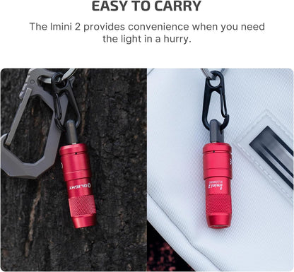 IMINI 2 Rechargeable EDC Keychain Mini Flashlight Passionate Red