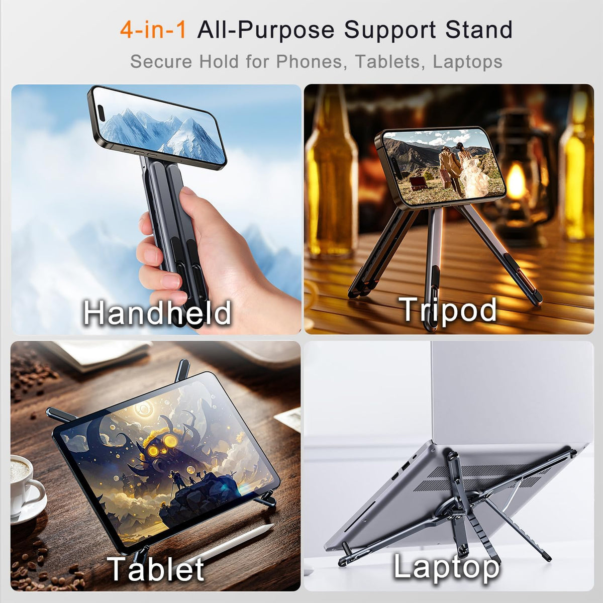 Pocket-Size Laptop Stand for Desk, Magnetic Phone Tablet Holder