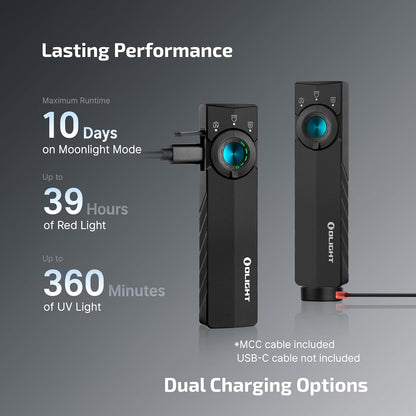 Arkpro Lite EDC Pocket Flashlight Rechargeable with UV Light, Black