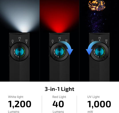 Arkpro Lite EDC Pocket Flashlight Rechargeable with UV Light, Black