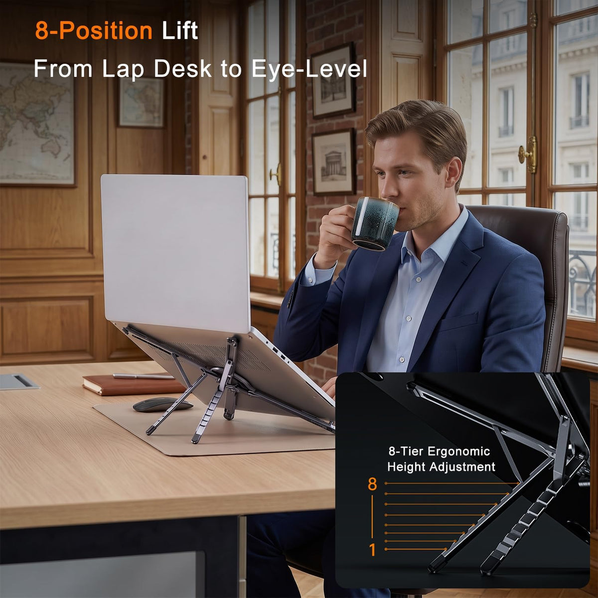Pocket-Size Laptop Stand for Desk, Magnetic Phone Tablet Holder