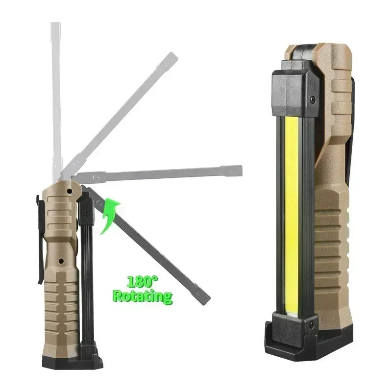 Multifunctional Folding Work Light Portable Camping Light USB Rechargeable Flashlights with Built-In Battery Magnetic Lamps