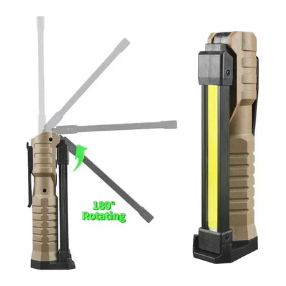 Multifunctional Folding Work Light Portable Camping Light USB Rechargeable Flashlights with Built-In Battery Magnetic Lamps