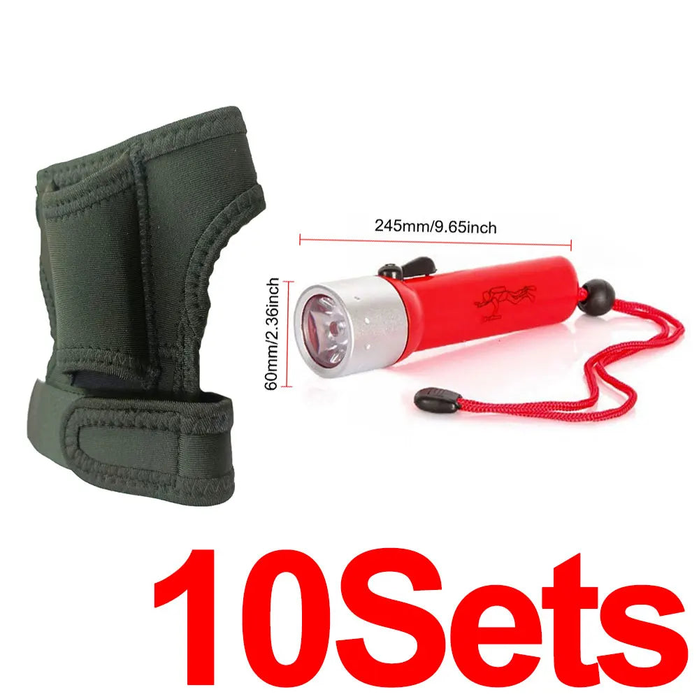 Scuba Diving LED Flashlight Holder Light Wrist Arm Mount Strap Outdoor Underwater Hands Free Glove Illumination Accessories