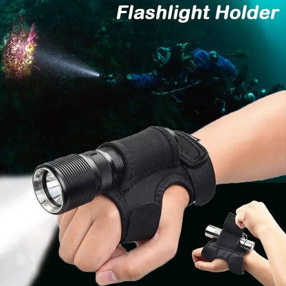 Scuba Diving LED Flashlight Holder Light Wrist Arm Mount Strap Outdoor Underwater Hands Free Glove Illumination Accessories