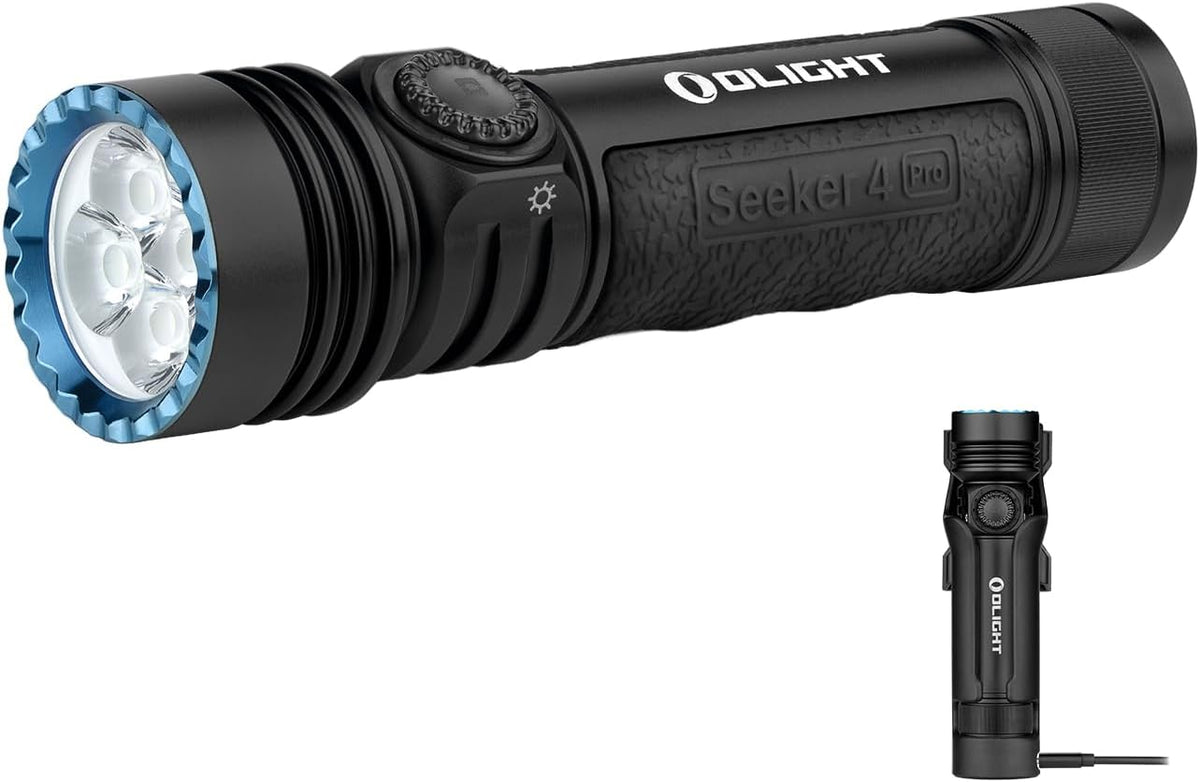 Seeker 4 Pro Rechargeable Flashlights, Bright High Lumens Black