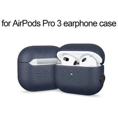 High End Business Bluetooth Earphone Case for Apple Airpods/2/3/4/5 Pro3/2 Retro Genuine Leather Litchi Texture Protection Cover