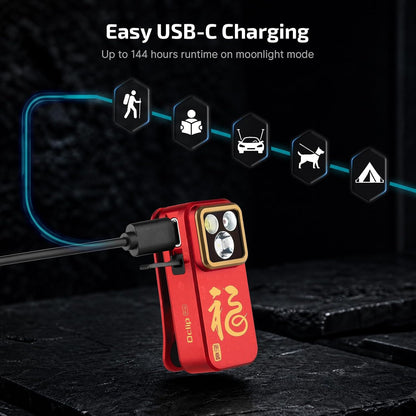 Oclip Pro Rechargeable EDC Clip-On Flashlight, FS Red