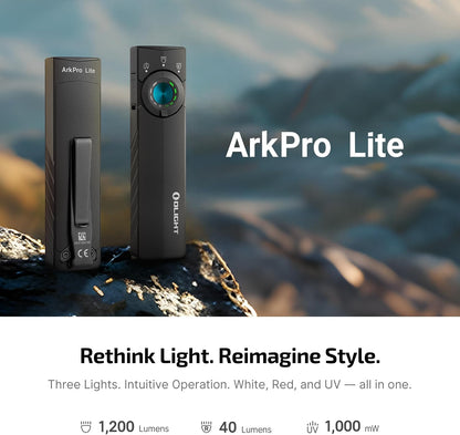 Arkpro Lite EDC Pocket Flashlight Rechargeable with UV Light, Black