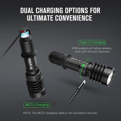 Warrior X 4 Rechargeable Tactical Flashlight Bright Light Black