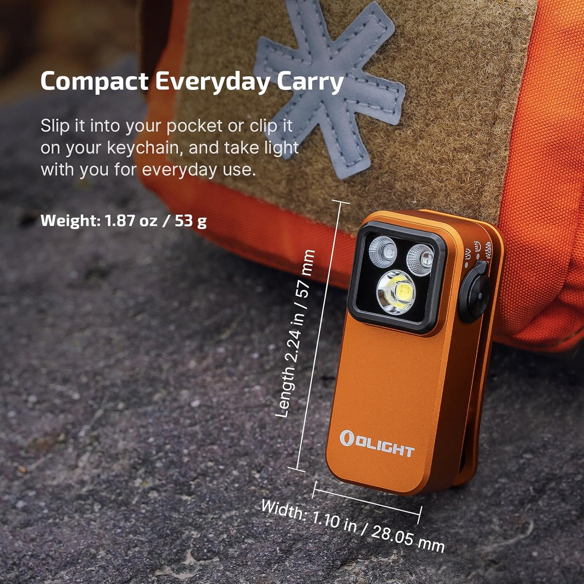 Oclip Pro S Rechargeable EDC Clip-On Flashlight, Orange