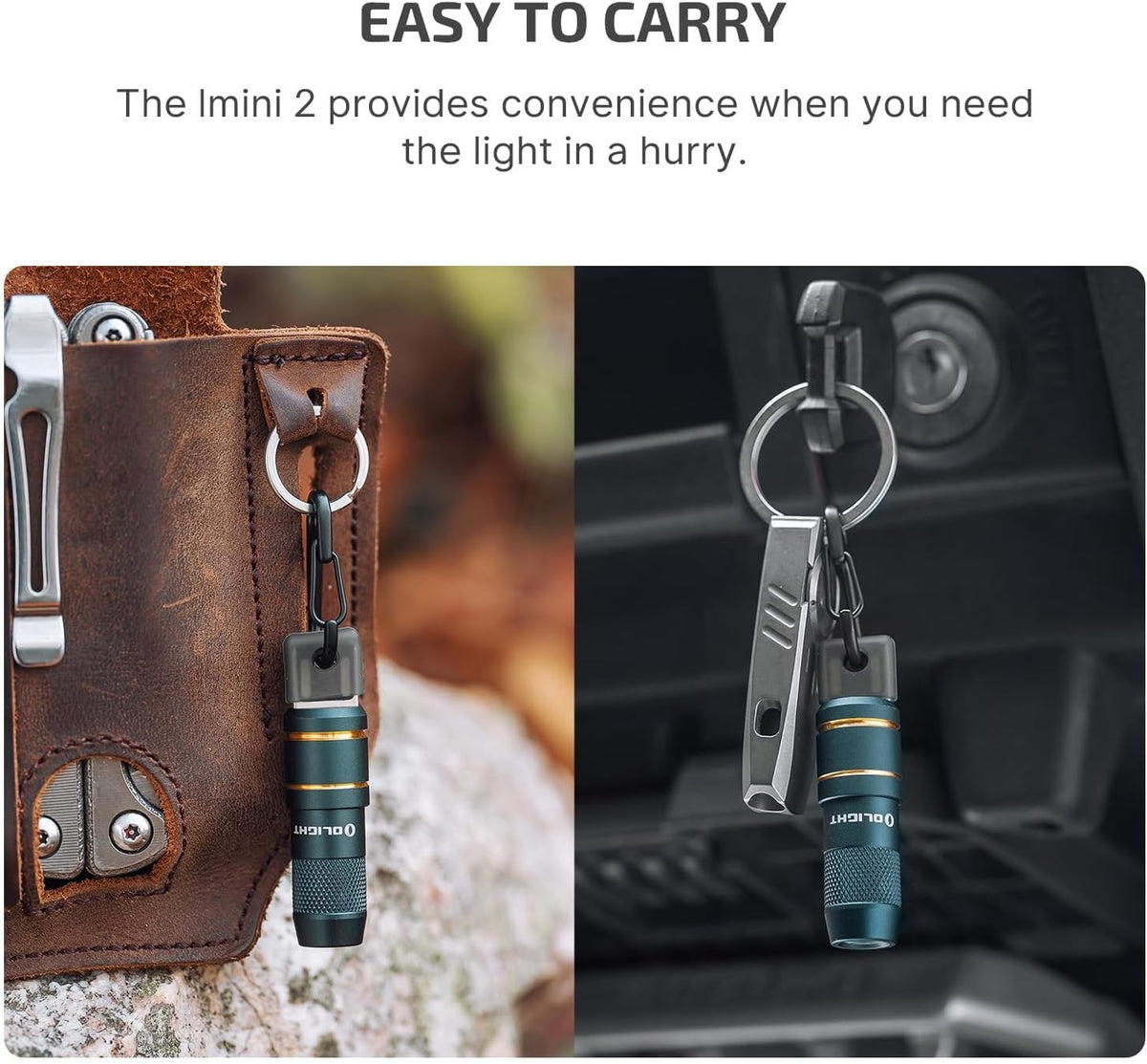 2 Pack IMINI 2 Rechargeable EDC Keychain Flashlight Black+Dream Blue