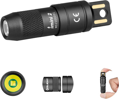 IMINI 2 Rechargeable EDC Keychain Mini Flashlight Black