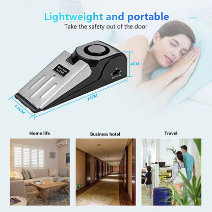 2 Pack Wireless Door Stop Alarm System 125Db Loud Home Security Anti-Theft Door Block System Portable Doorstop Preasure Alarm