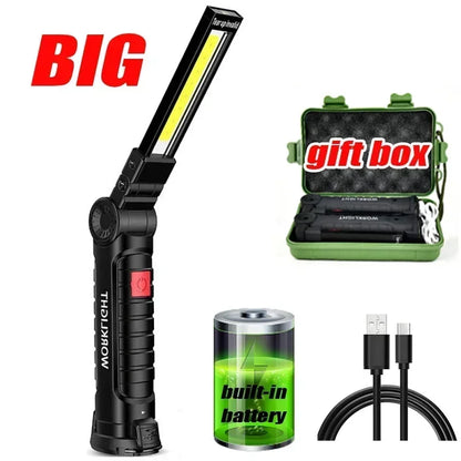 Multifunctional Folding Work Light Portable Camping Light USB Rechargeable Flashlights with Built-In Battery Magnetic Lamps