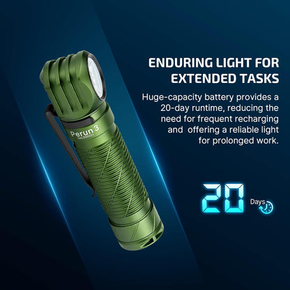 Perun 3 Headlamp Rechargeable, Red Light, Waterproof, OD Green