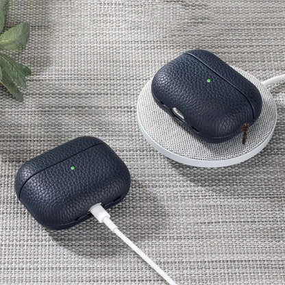 High End Business Bluetooth Earphone Case for Apple Airpods/2/3/4/5 Pro3/2 Retro Genuine Leather Litchi Texture Protection Cover