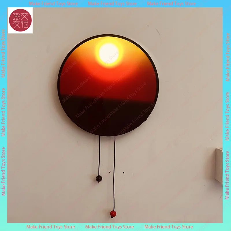 Kinetic Sunrise Sunset Wall Lamp Adjustable Dual Pull Ropes Night Light Moves with the Sun Bedroom Decorative Wall Light Gift