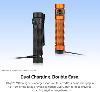 Baton4 Pro EDC Flashlight Rechargeable, Small Pocket Light Orange