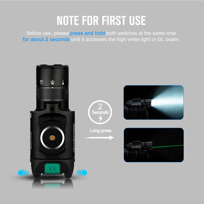 Baldr Pro R 1350 Lumens Rail Mounted Tactical Light with Green Beam