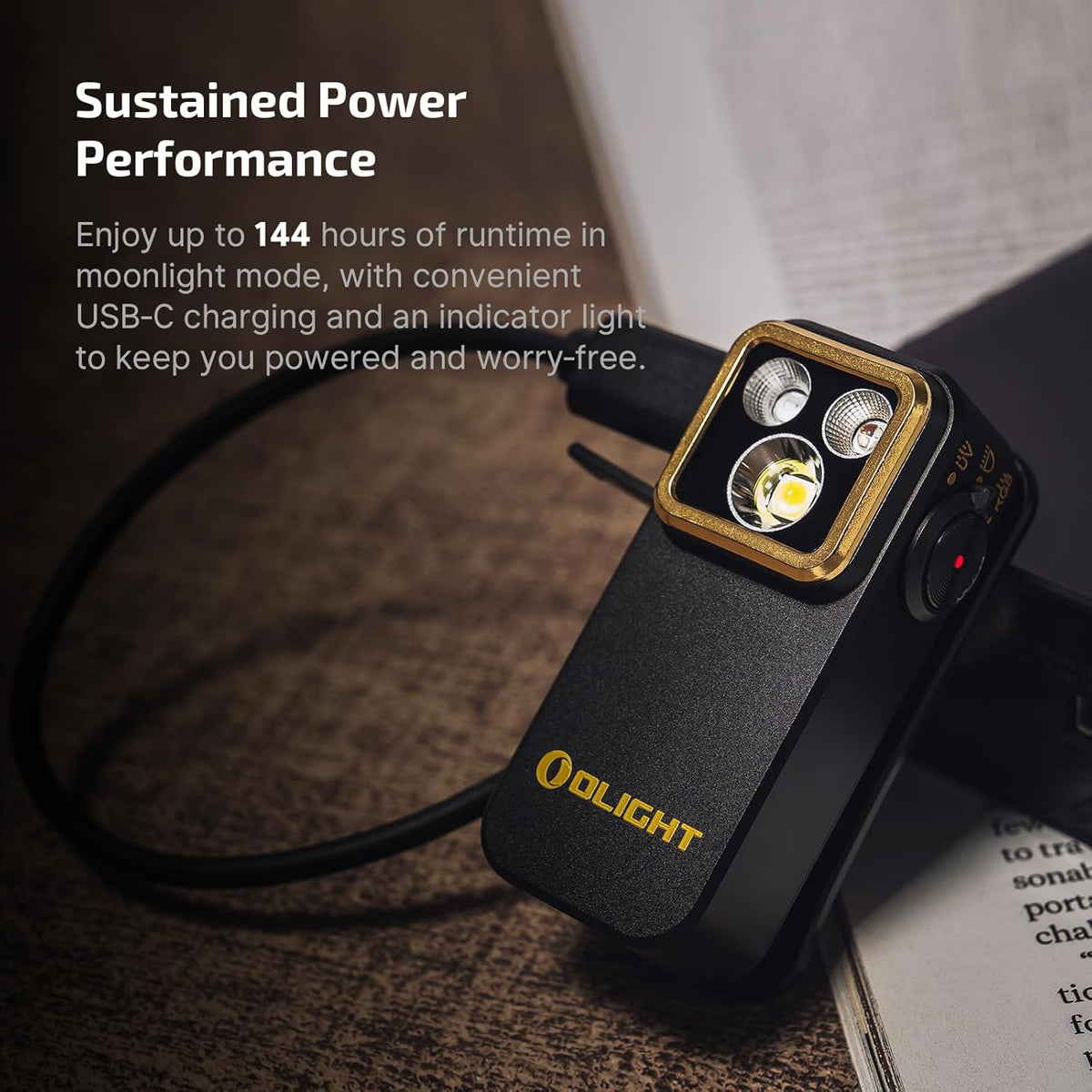 Oclip Pro S Rechargeable EDC Clip-On Flashlight, Black