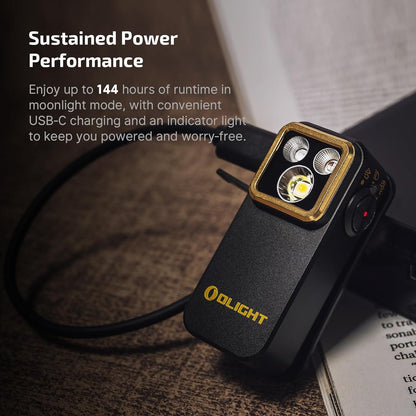 Oclip Pro S Rechargeable EDC Clip-On Flashlight, Black