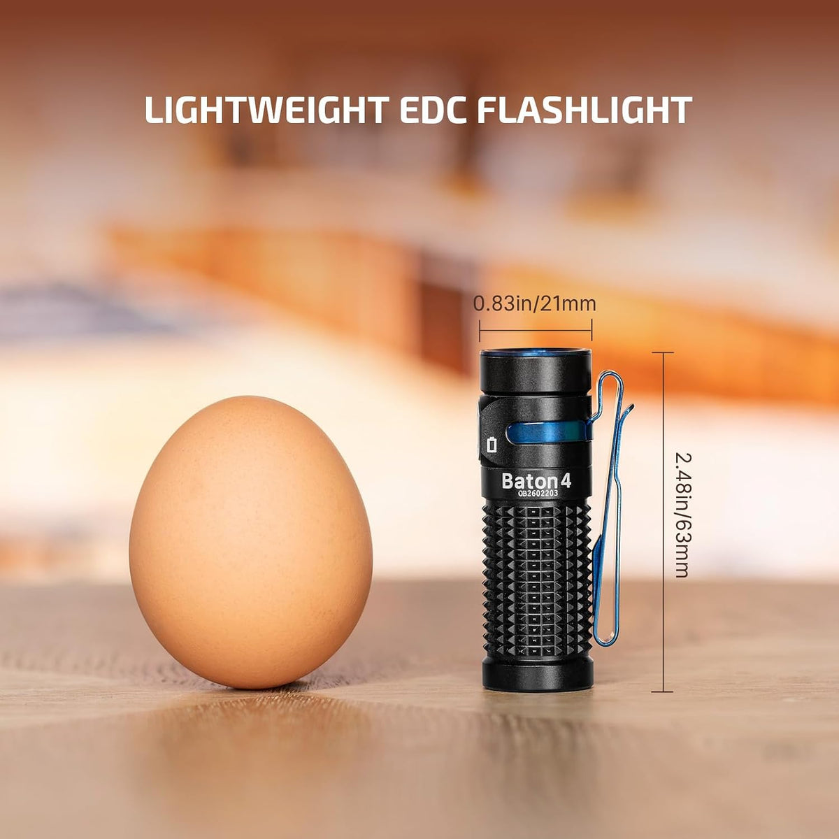 Baton4 Rechargeable EDC Flashlight, Bright Small Light Fighter Pilot