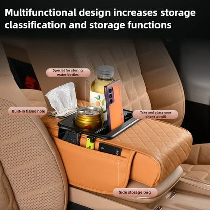 Car Armrest Box 7.5Cm Thicken Height Pad Arm Rest Cushion with Pocket Tissue Cup Holder Memory Cotton Elbow Support Height Pad