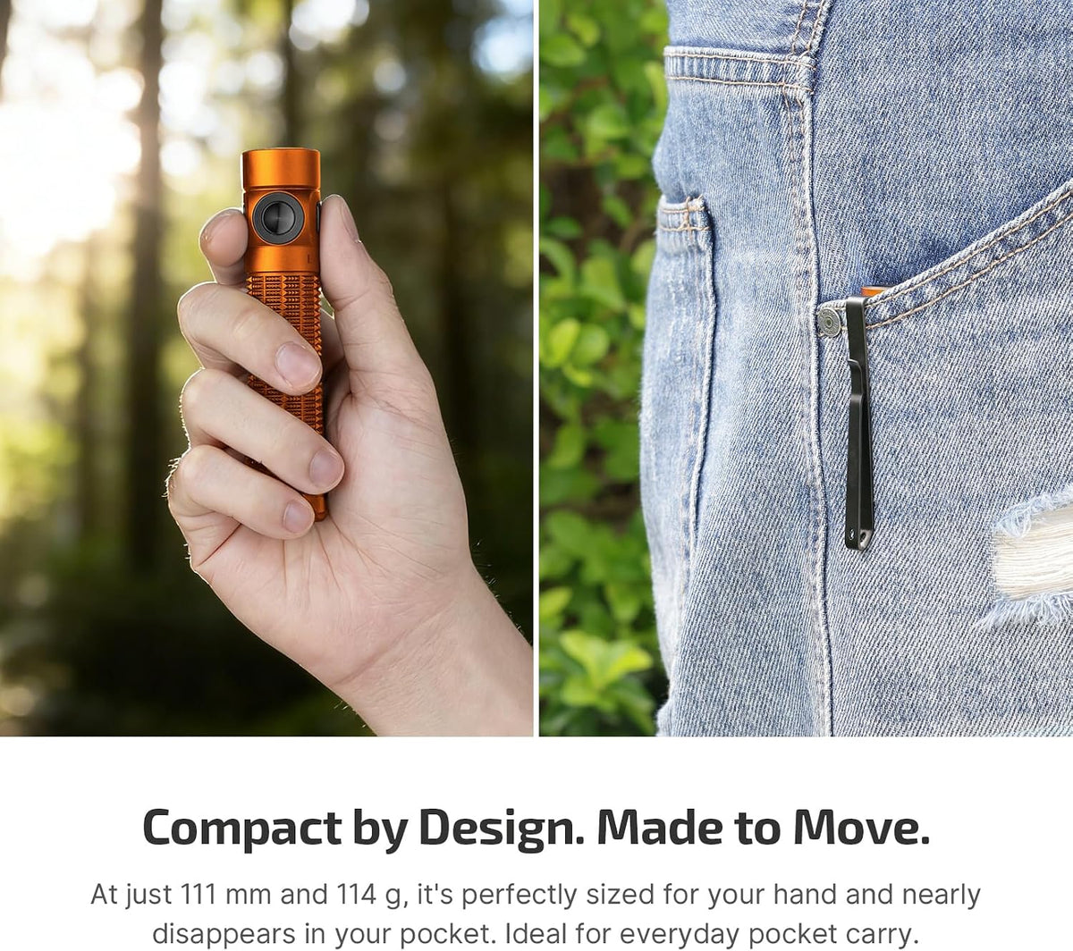 Baton4 Pro EDC Flashlight Rechargeable, Small Pocket Light Orange