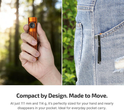 Baton4 Pro EDC Flashlight Rechargeable, Small Pocket Light Orange