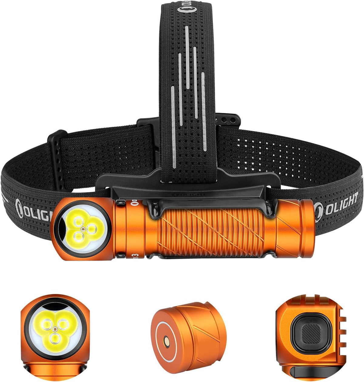 Perun 3 Headlamp Rechargeable, Red Light, Waterproof, Orange