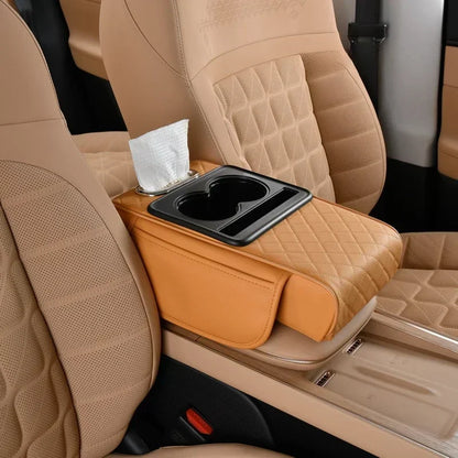 Car Armrest Box 7.5Cm Thicken Height Pad Arm Rest Cushion with Pocket Tissue Cup Holder Memory Cotton Elbow Support Height Pad