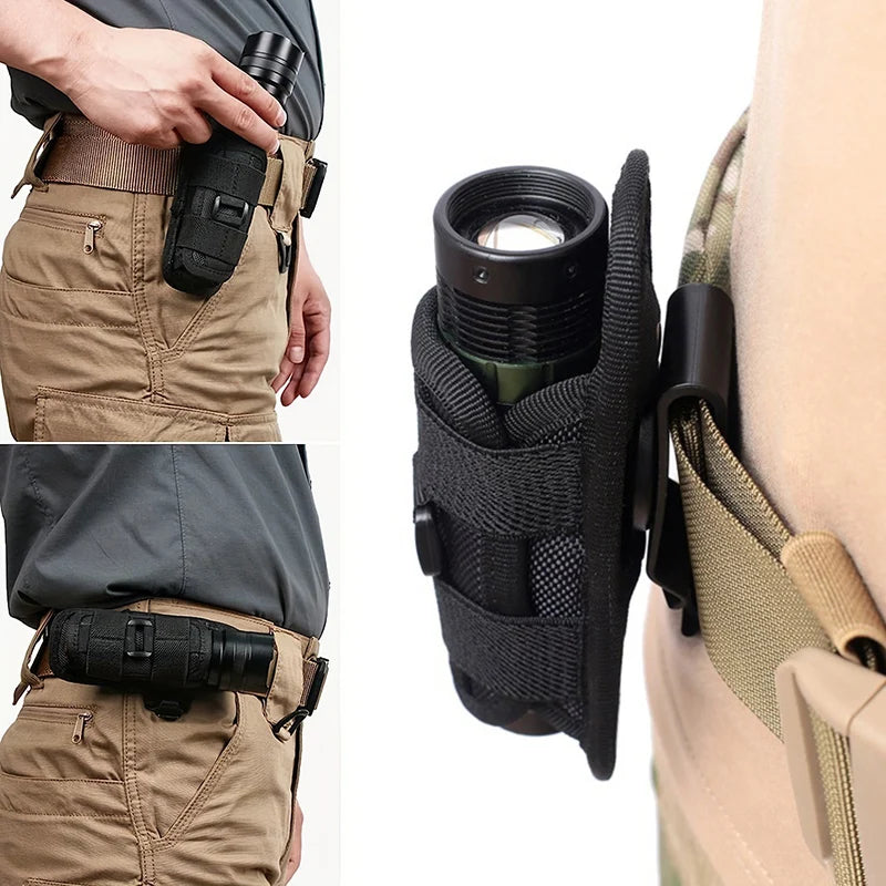 Outdoor Tactical Nylon Flashlight Cover with Adjustable Rotating Waist Hanging Strong Light Oxford Flashlight Cover