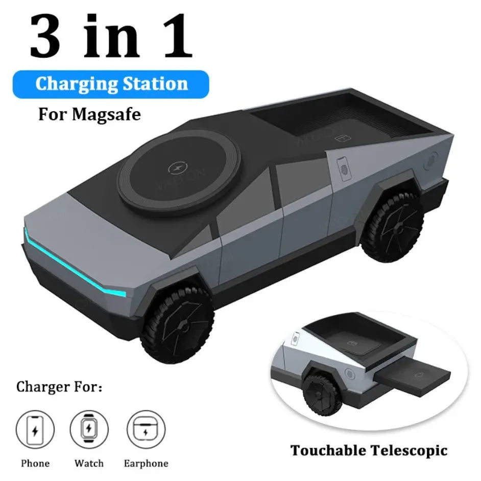 VIKEFON Desktop Stand Qi2 3-In-1 Cyberdock Wireless Charging Station for Iphone16 15 14 13 12 Pro Max, Airpods, Iwatch