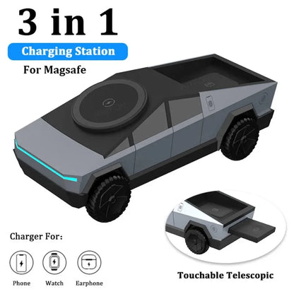 VIKEFON Desktop Stand Qi2 3-In-1 Cyberdock Wireless Charging Station for Iphone16 15 14 13 12 Pro Max, Airpods, Iwatch