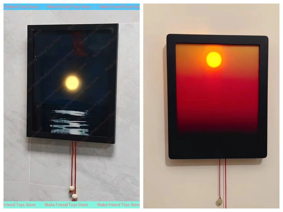 Kinetic Sunrise Sunset Wall Lamp Adjustable Dual Pull Ropes Night Light Moves with the Sun Bedroom Decorative Wall Light Gift