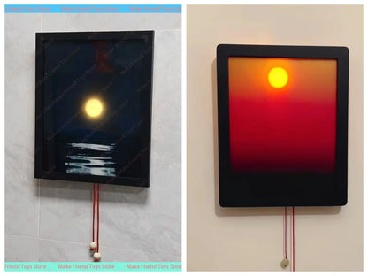 Kinetic Sunrise Sunset Wall Lamp Adjustable Dual Pull Ropes Night Light Moves with the Sun Bedroom Decorative Wall Light Gift