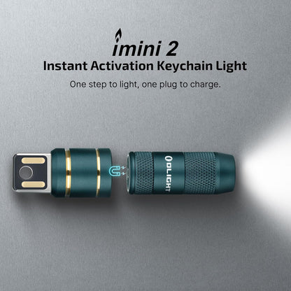 2 Pack IMINI 2 Rechargeable EDC Keychain Flashlight Black+Dream Blue