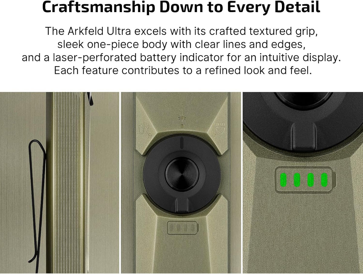 Arkfeld Ultra EDC Flat Flashlight Rechargeable, OAL, Olive-Green NW