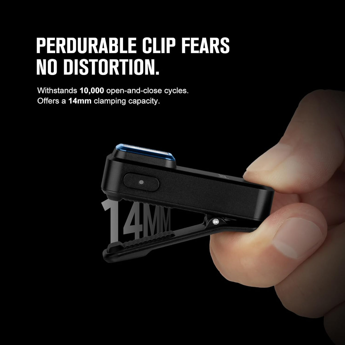 Oclip Mini Rechargeable EDC Clip Flashlight, Black