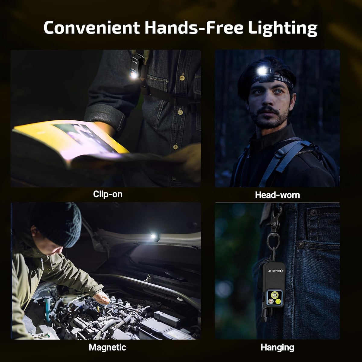 Oclip Pro Rechargeable EDC Clip-On Flashlight, Black